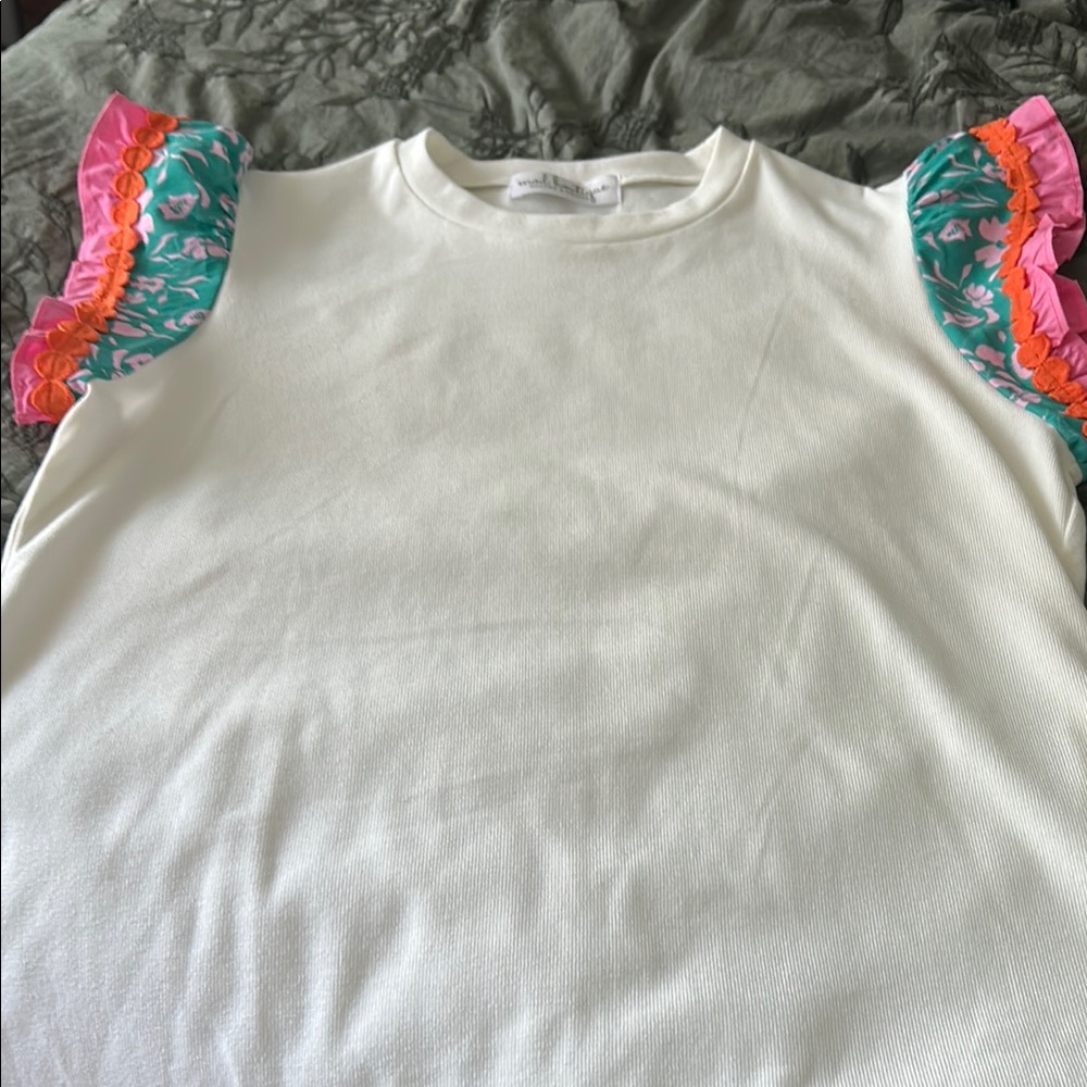 Women’s Cream Ruffle Sleeve Top